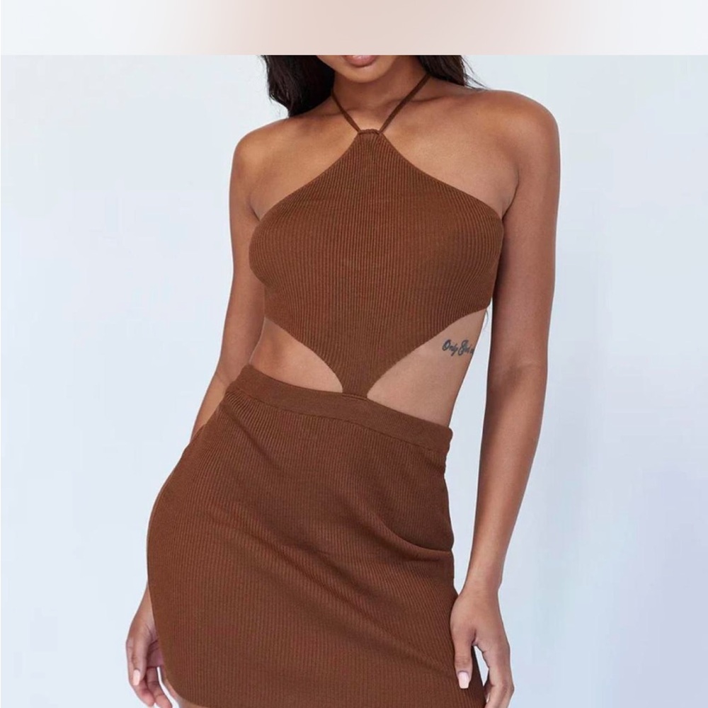 Princess Polly Brown Halter Cutout Dress